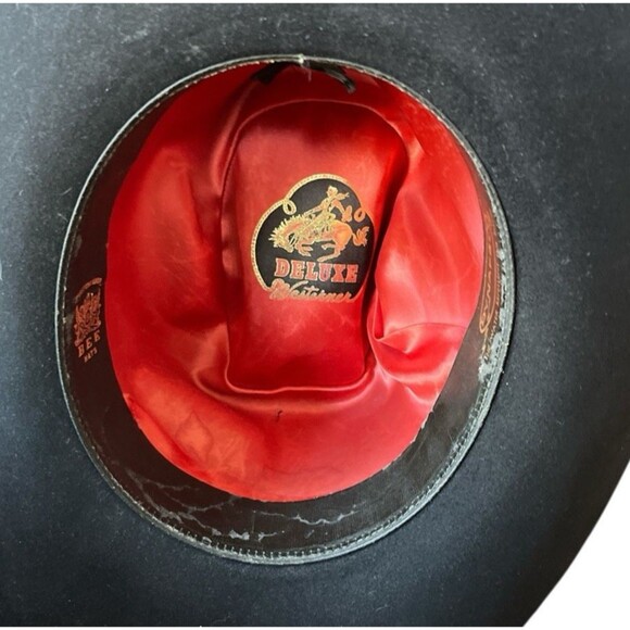 Custom Made Bee Hats Deluxe Western Dynafelt Woven Band Feather Size 7-1/2 READ - Picture 6 of 10